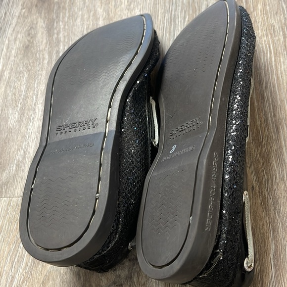 Sperry Black Sparkly Top- Siders/Boat Shoes Size 6.5 - Picture 12 of 15